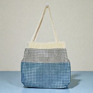 Vintage La Regale Macrame Beaded Striped Evening Hand Bag